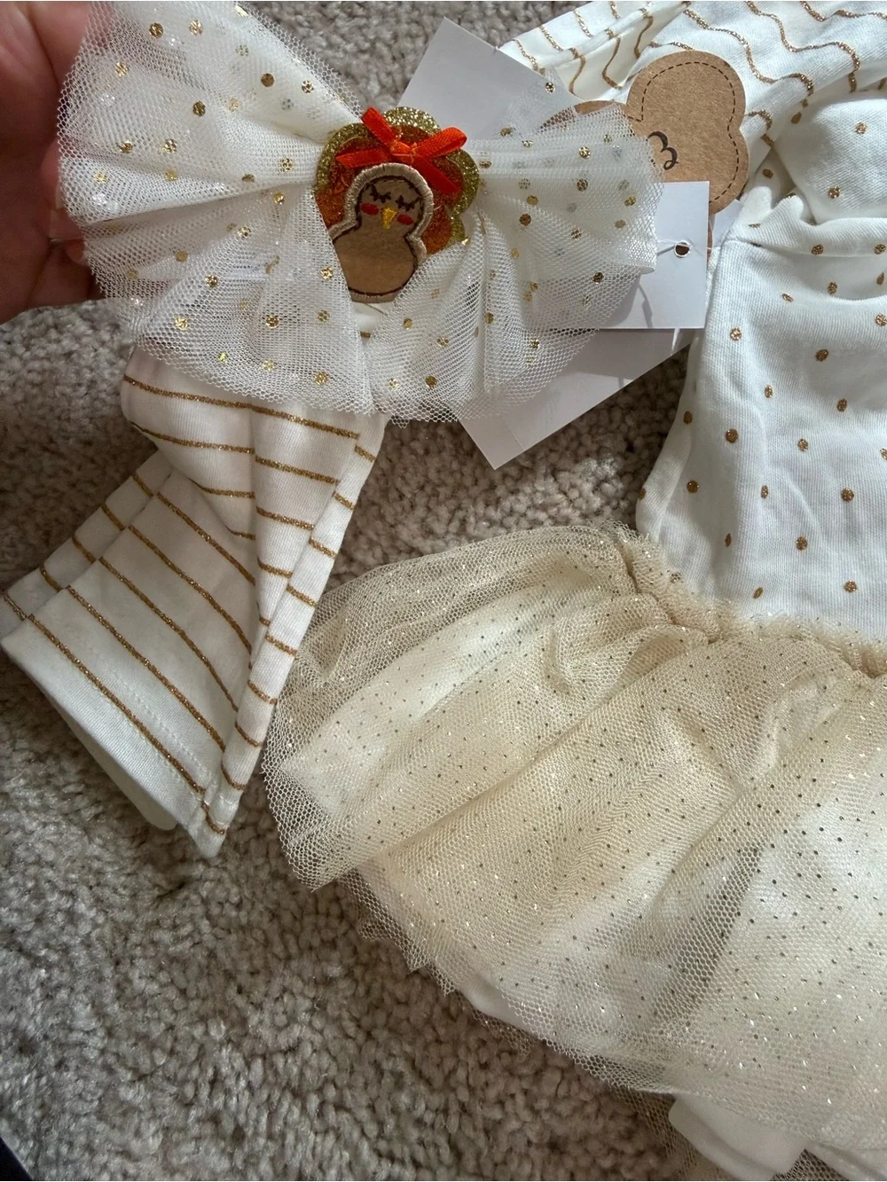 OshKosh B'gosh Pink Knit Bow Headband with Yellow and Red Plaid